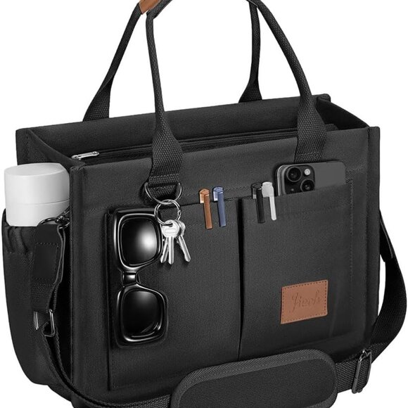 Canvas Tote Bag Women's Medium with Pockets for Travel Work Shopping - Picture 1 of 7
